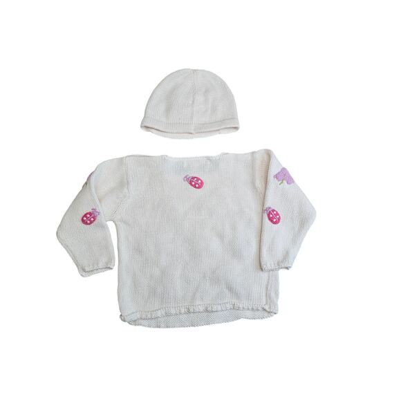 KIDS 4T RING AROUND THE ROSIE SWEATER AND HAT WITH LADYBUGS - Picture 5 of 5